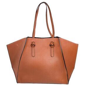 Large Brown Pebbled Faux Leather Open Shopper Book Tote